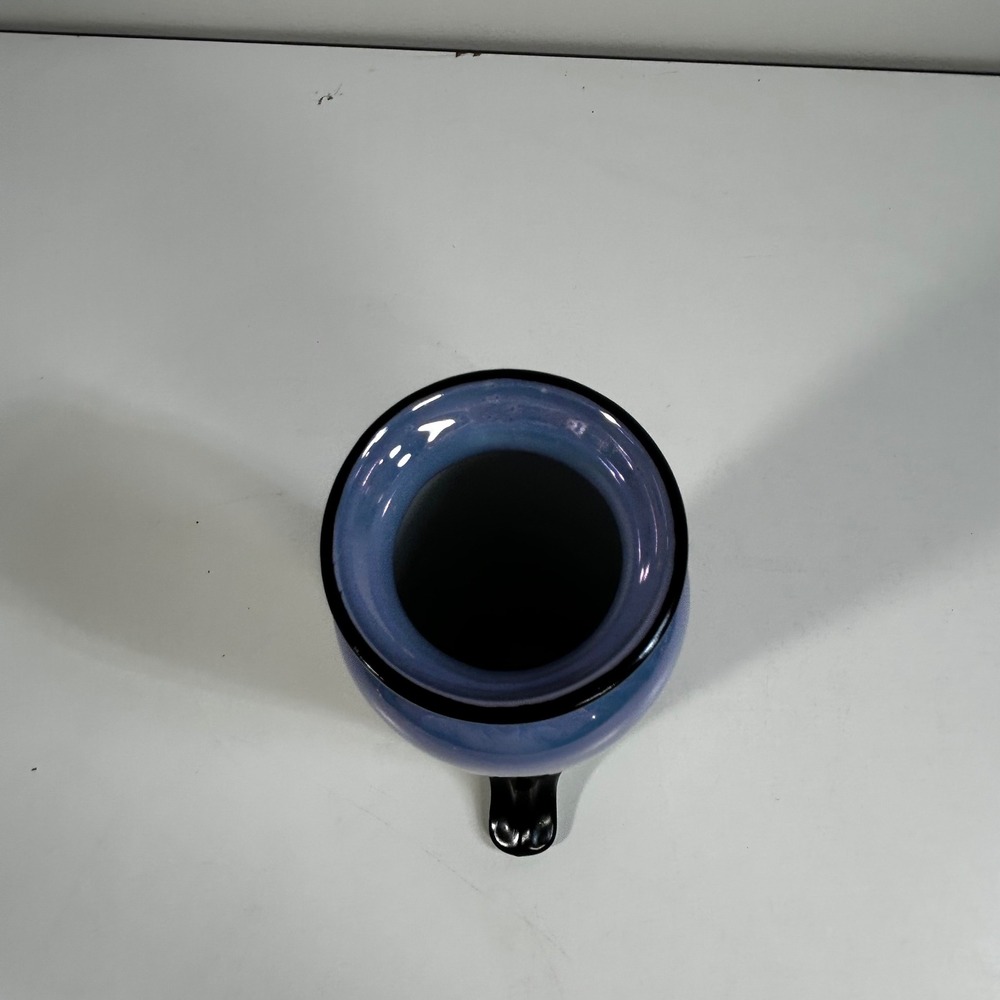 Vintage Noritake Lavender Luster Porcelain Vase Black Tripod Base Hand Painted - Picture 11 of 11